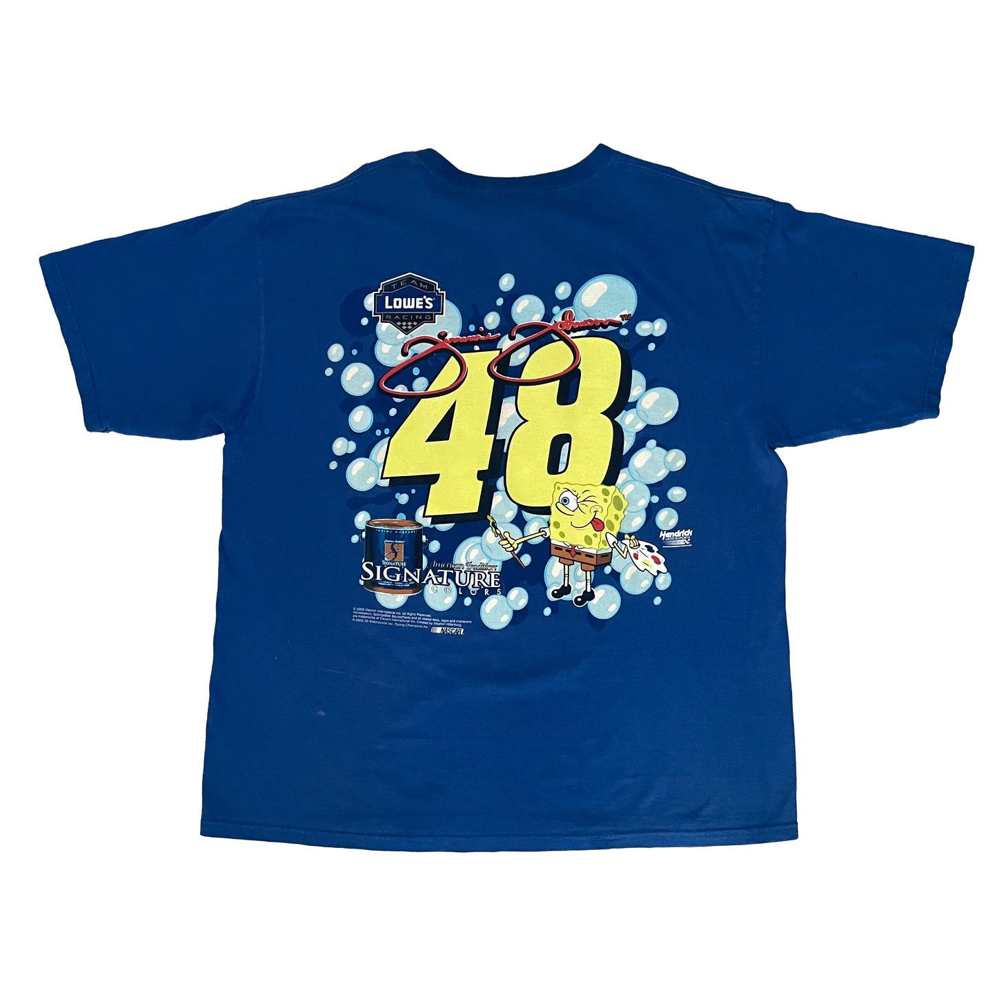 Jimmie Johnson 2003 Spongebob two-sided NASCAR shirt