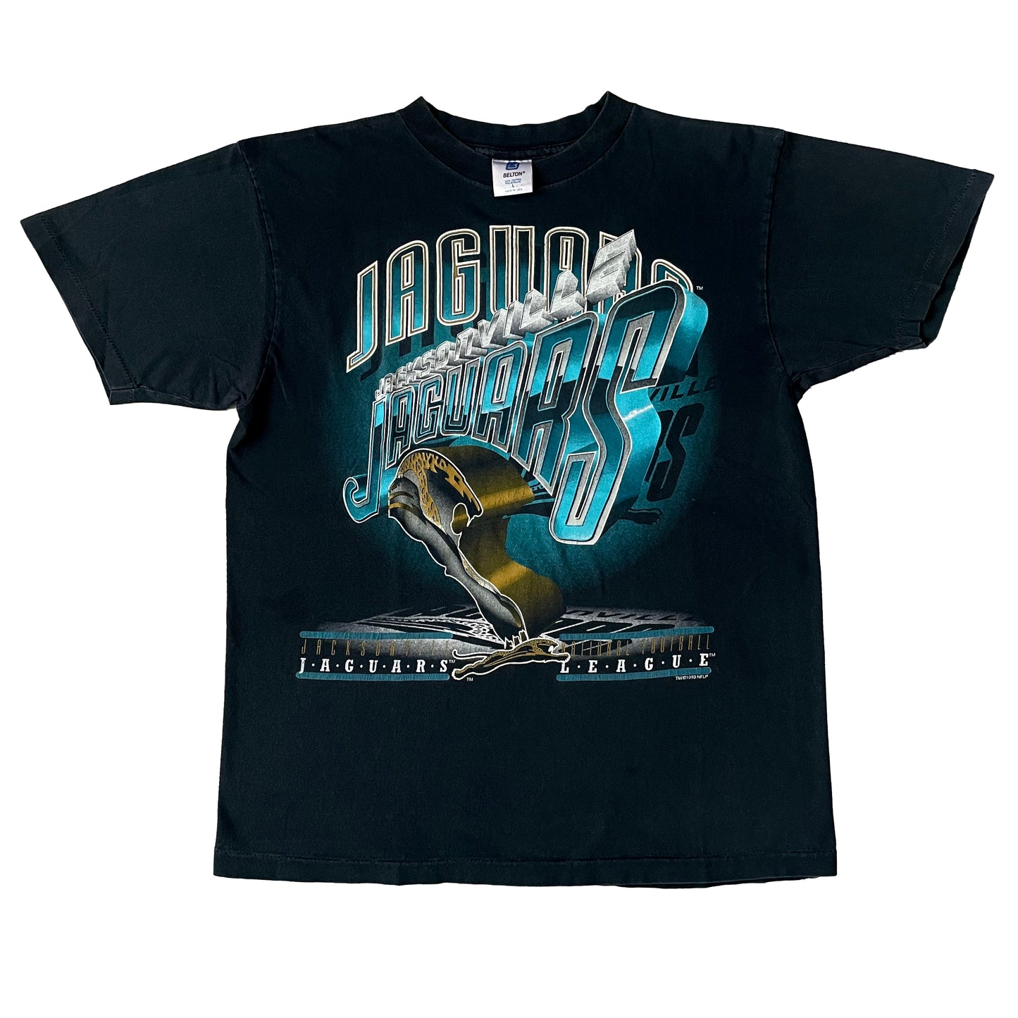 Jacksonville Jaguars 1993 chrome banned logo shirt MEDIUM