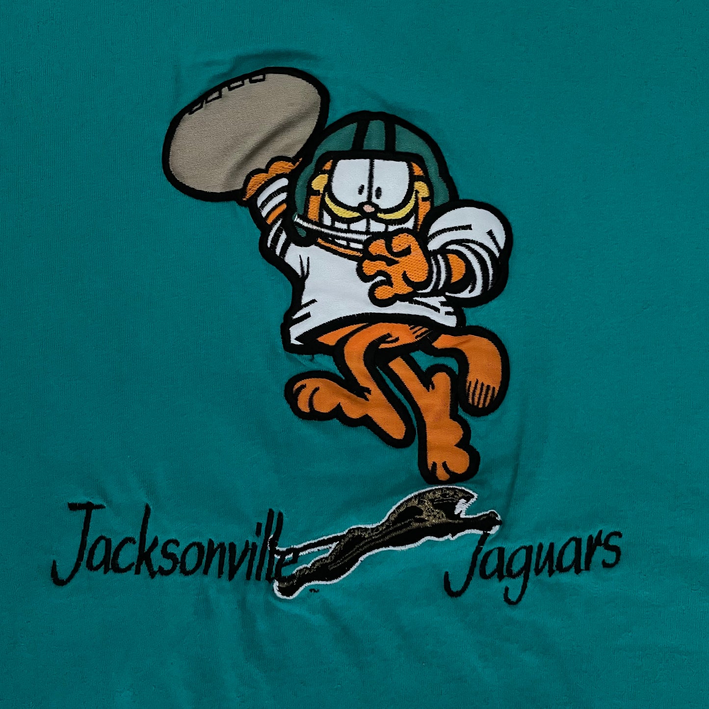 Jacksonville Jaguars EMBROIDERED Garfield banned logo shirt LARGE