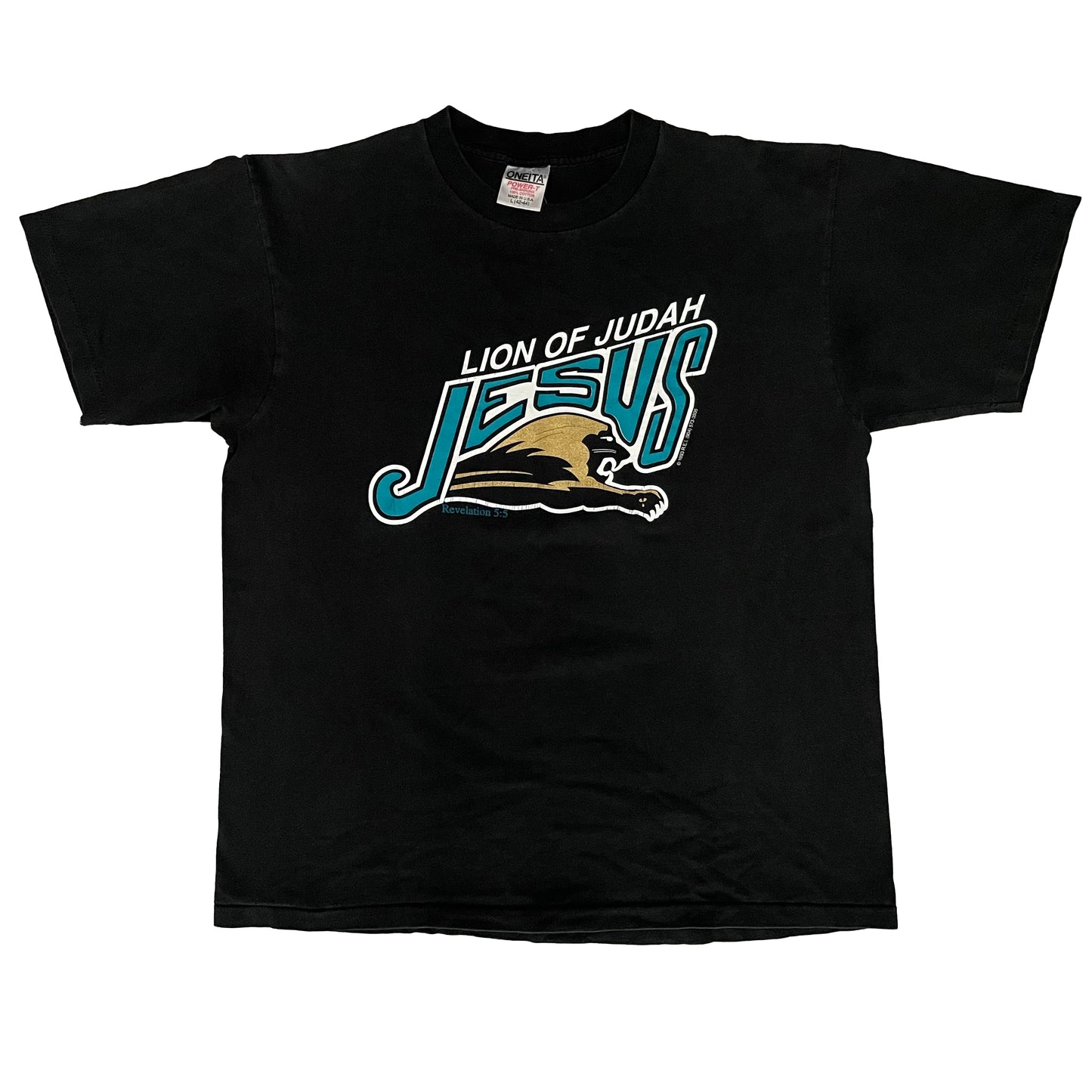 Jacksonville Jaguars 1993 Lion of Judah Jesus shirt LARGE