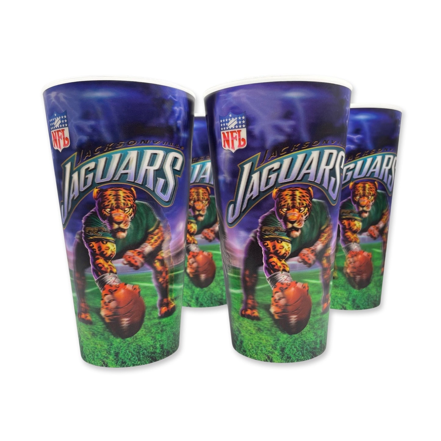Vintage Jacksonville Jaguars DEADSTOCK Liquid Blue 3D plastic cups (4 PACK)