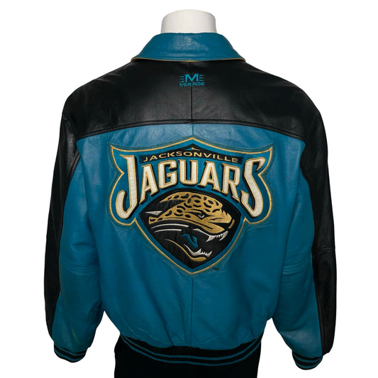 Vintage Jacksonville Jaguars MIRAGE genuine leather jacket size LARGE