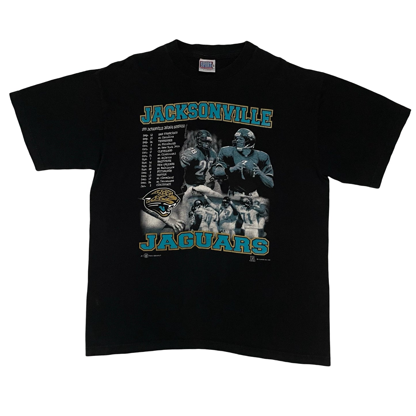 Vintage Jacksonville Jaguars 1999 schedule shirt size XL