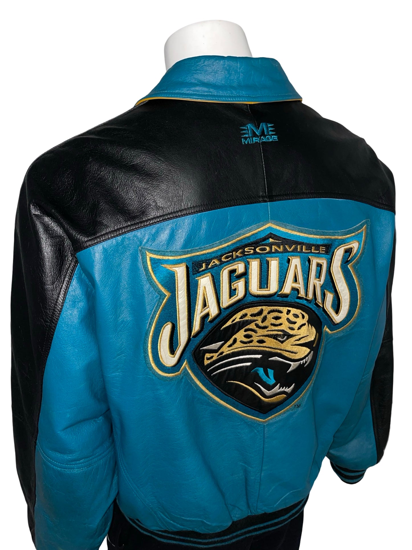 Vintage Jacksonville Jaguars MIRAGE genuine leather jacket size LARGE