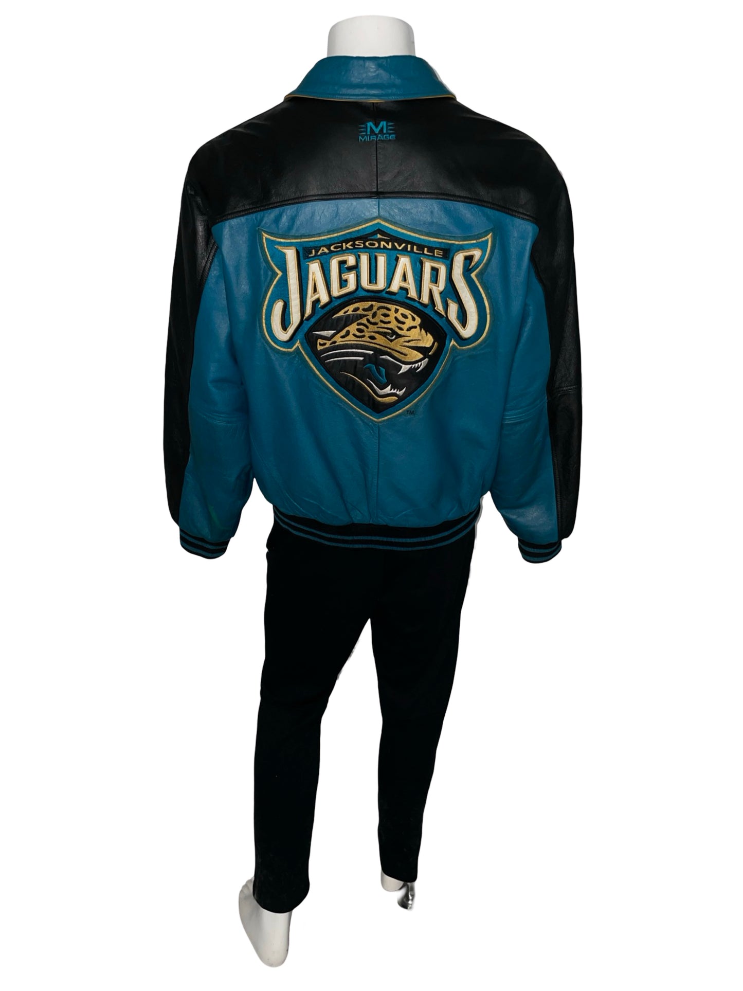 Vintage Jacksonville Jaguars MIRAGE genuine leather jacket size LARGE