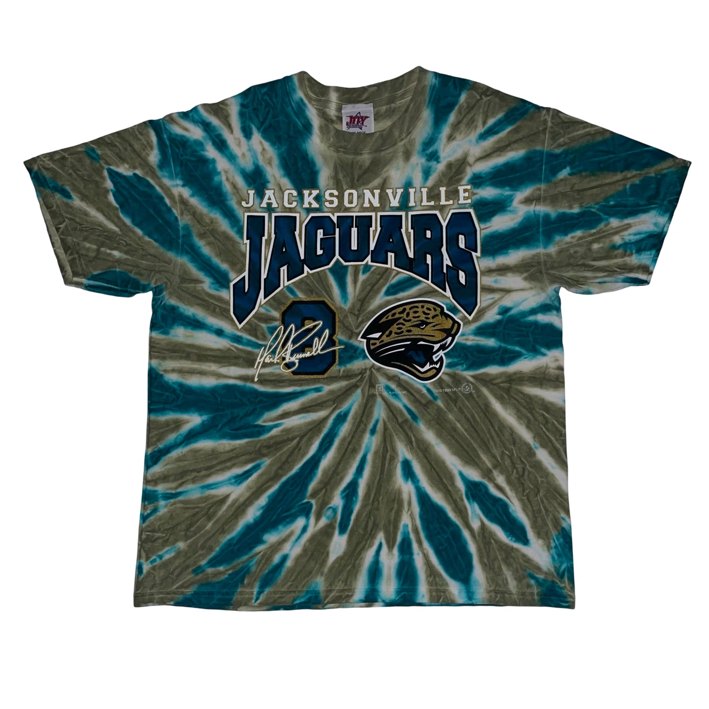 Vintage Jacksonville Jaguars 1999 Mark Brunell tie dye shirt size LARGE