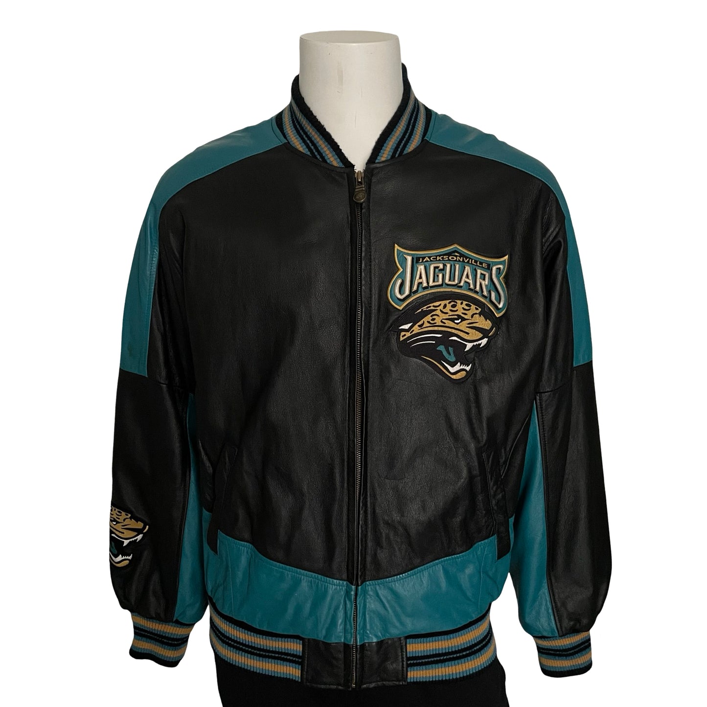 Vintage Jacksonville Jaguars CARL BANKS genuine leather jacket size MEDIUM