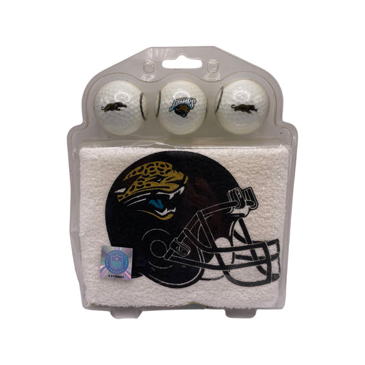 Vintage Jacksonville Jaguars golf balls and golf towel