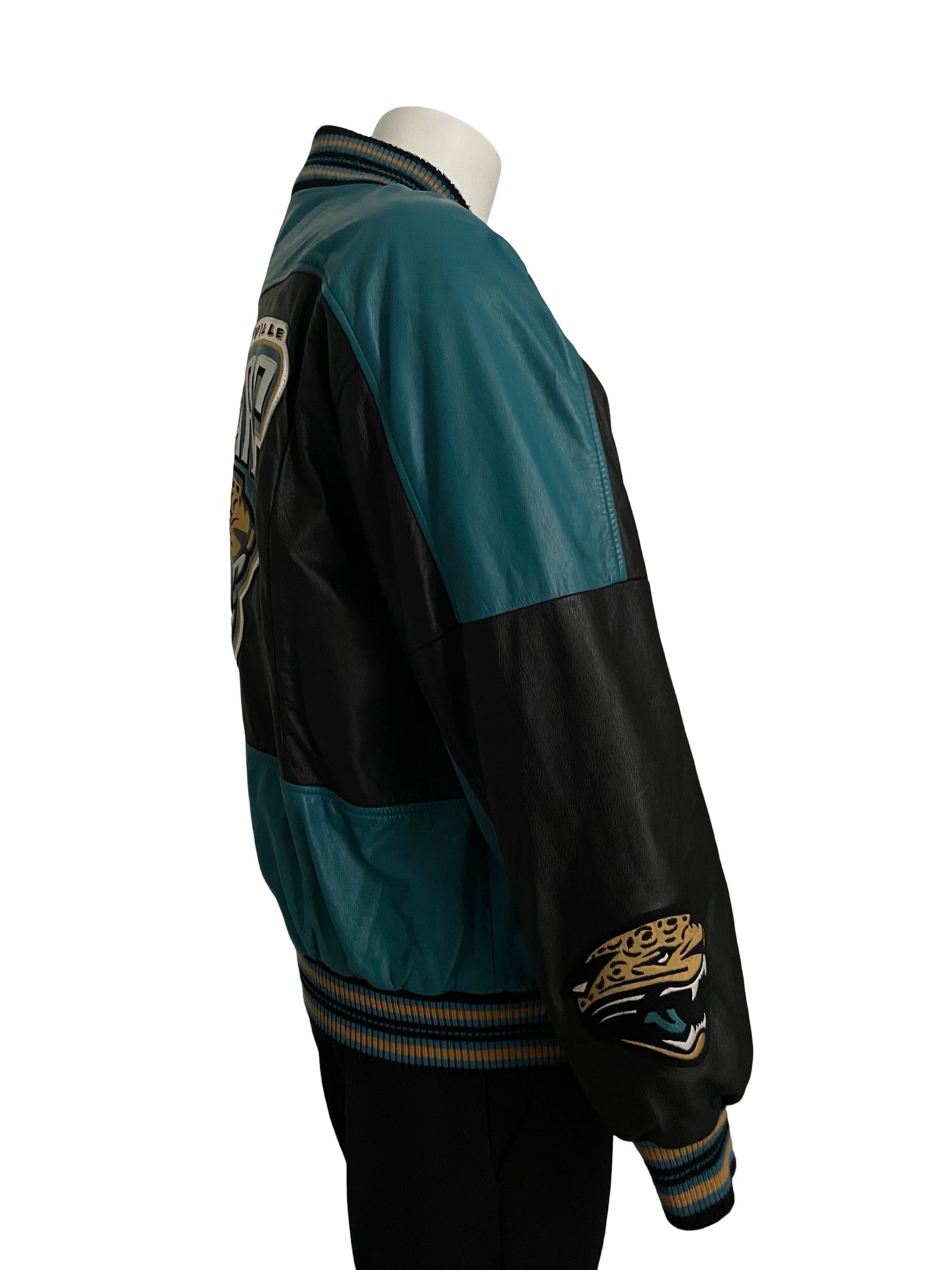 Vintage Jacksonville Jaguars CARL BANKS genuine leather jacket size MEDIUM