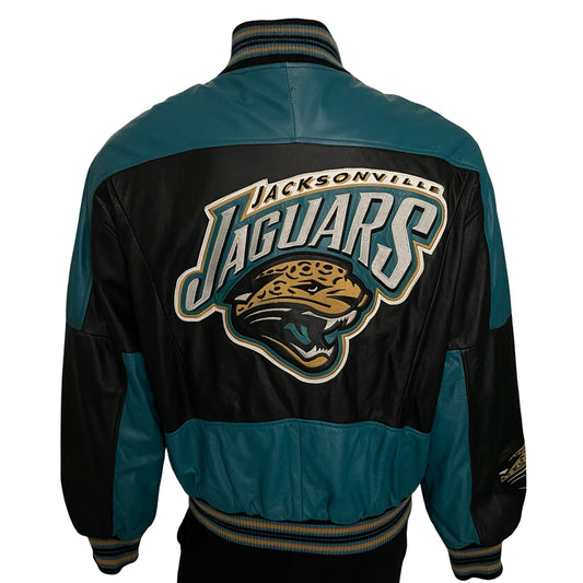 Vintage Jacksonville Jaguars CARL BANKS genuine leather jacket size MEDIUM