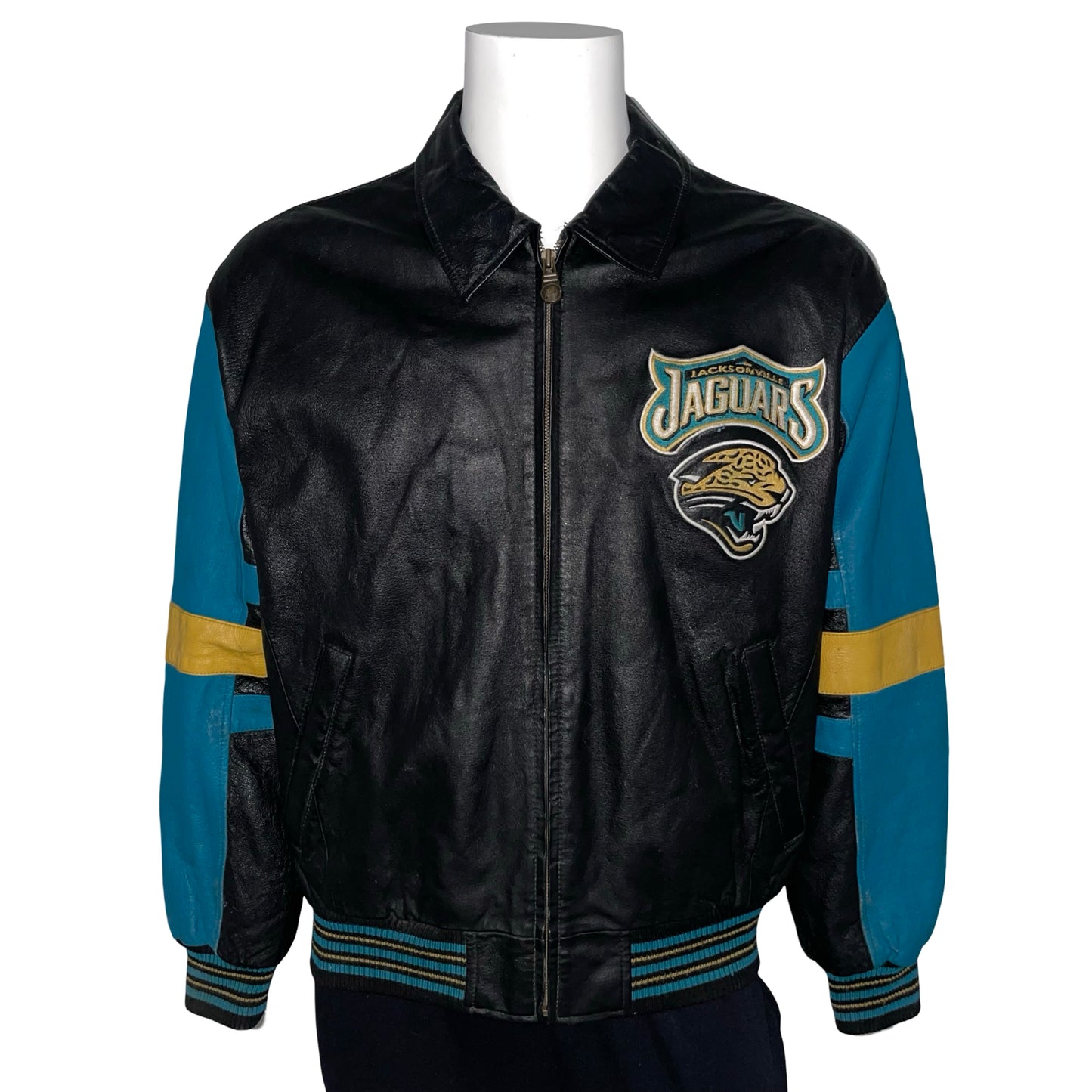 Vintage Jacksonville Jaguars CARL BANKS genuine leather jacket size MEDIUM