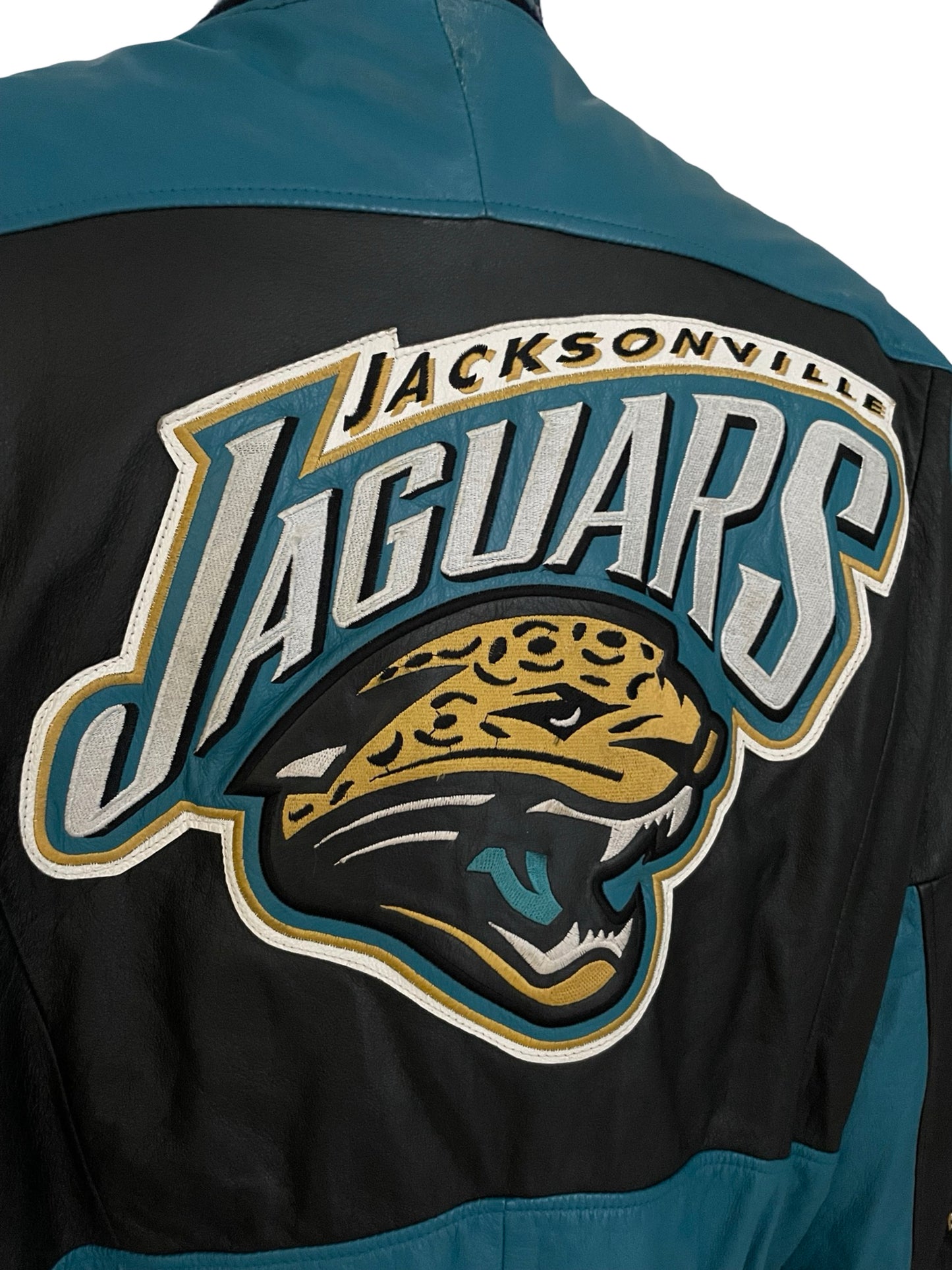 Vintage Jacksonville Jaguars CARL BANKS genuine leather jacket size MEDIUM