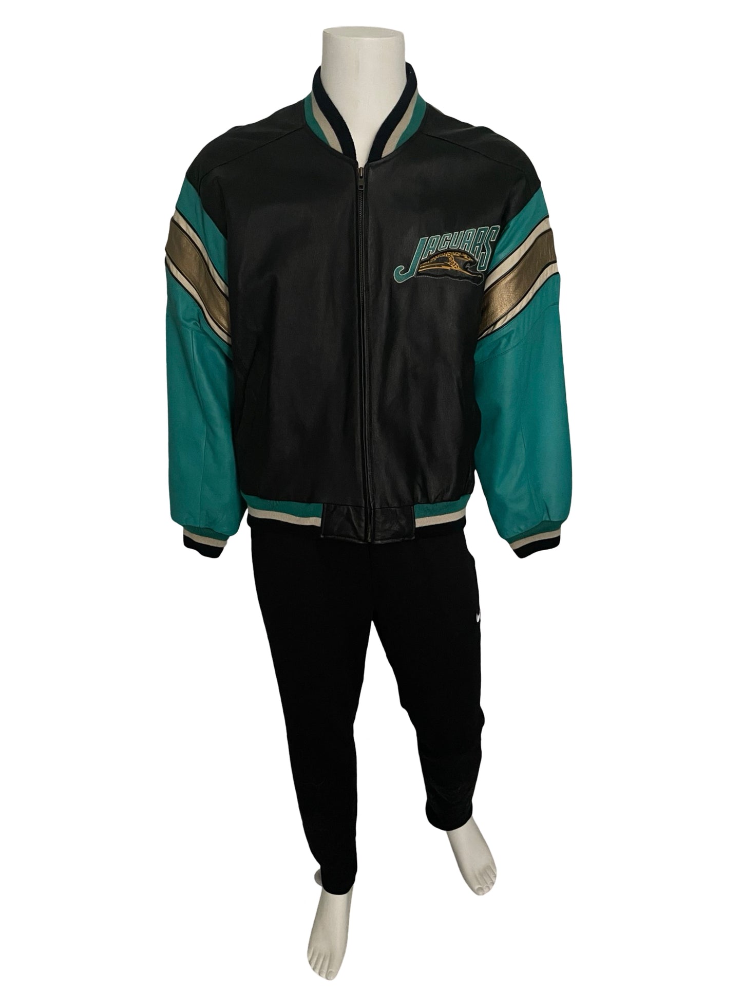 Vintage Jacksonville Jaguars banned logo genuine leather jacket size LARGE