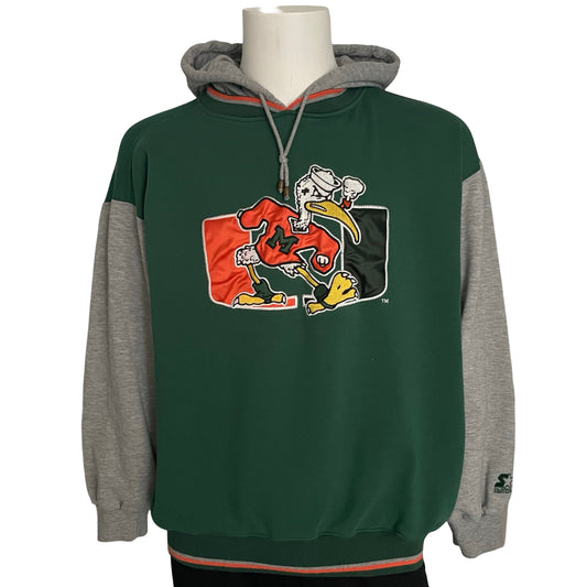 Miami Hurricanes UM STARTER hoodie size LARGE