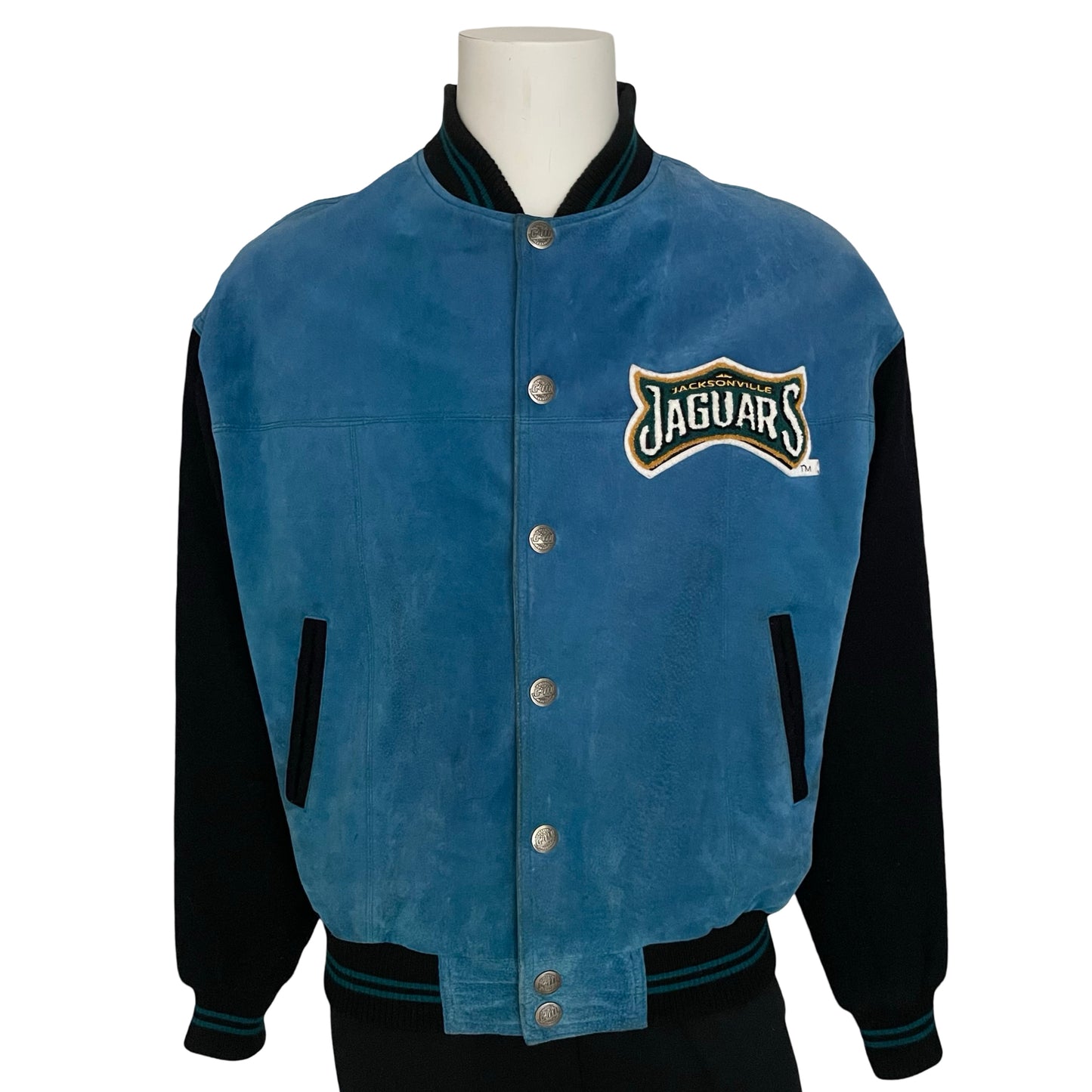 Vintage Jacksonville Jaguars CARL BANKS genuine suede jacket size MEDIUM