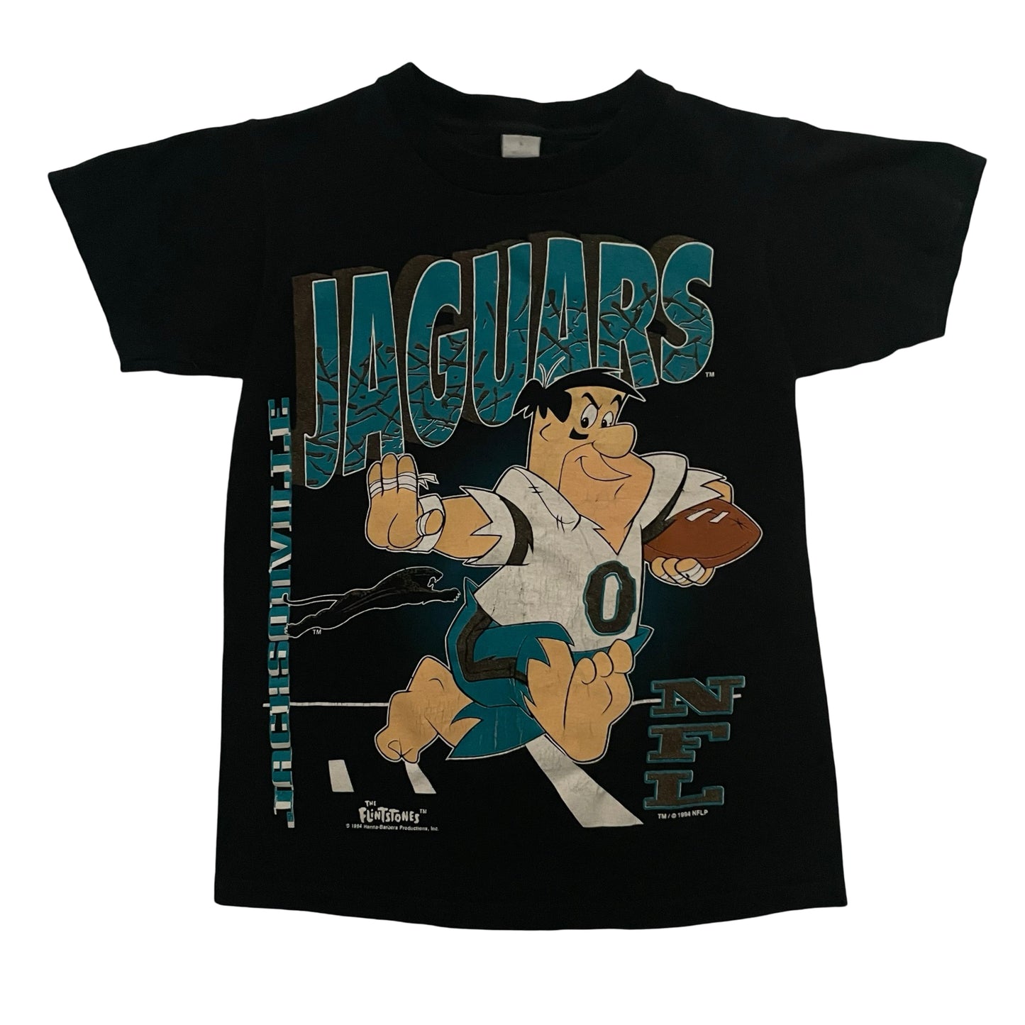 Vintage Jacksonville Jaguars 1994 banned logo FLINTSTONES kids shirt size YOUTH 8