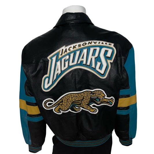 Vintage Jacksonville Jaguars CARL BANKS genuine leather jacket size MEDIUM