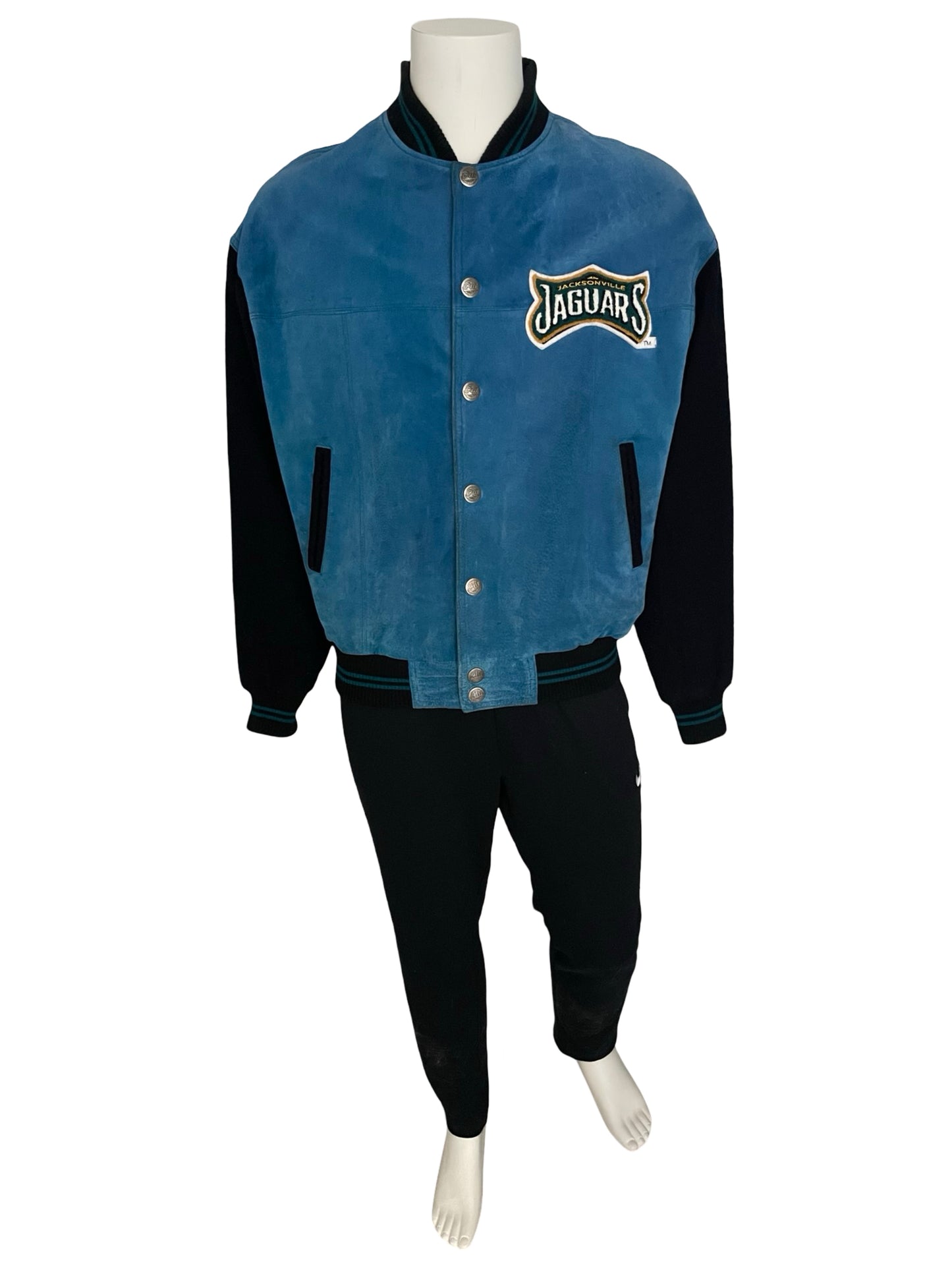 Vintage Jacksonville Jaguars CARL BANKS genuine suede jacket size MEDIUM