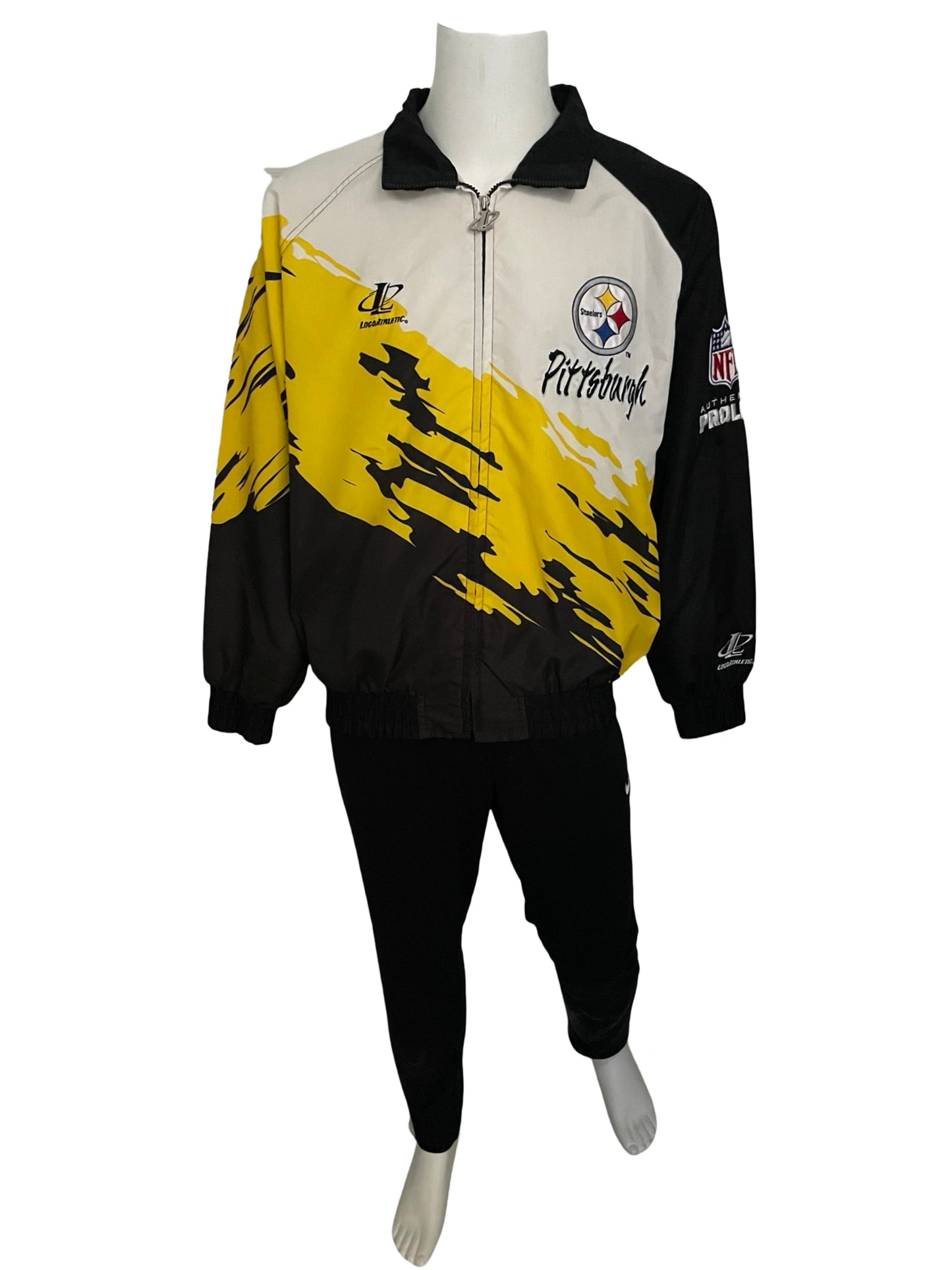 Vintage Pittsburgh Steelers LOGO ATHLETIC Splash windbreaker jacket size LARGE