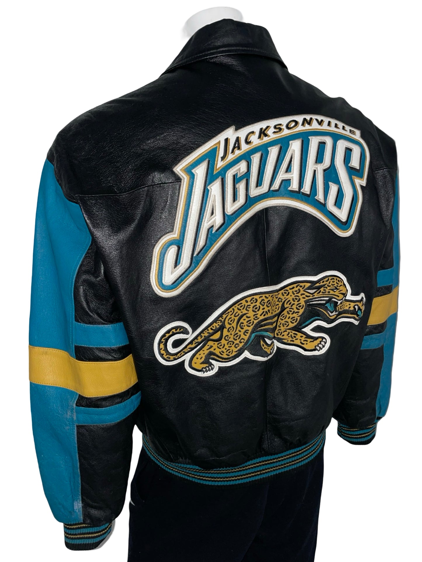 Vintage Jacksonville Jaguars CARL BANKS genuine leather jacket size MEDIUM