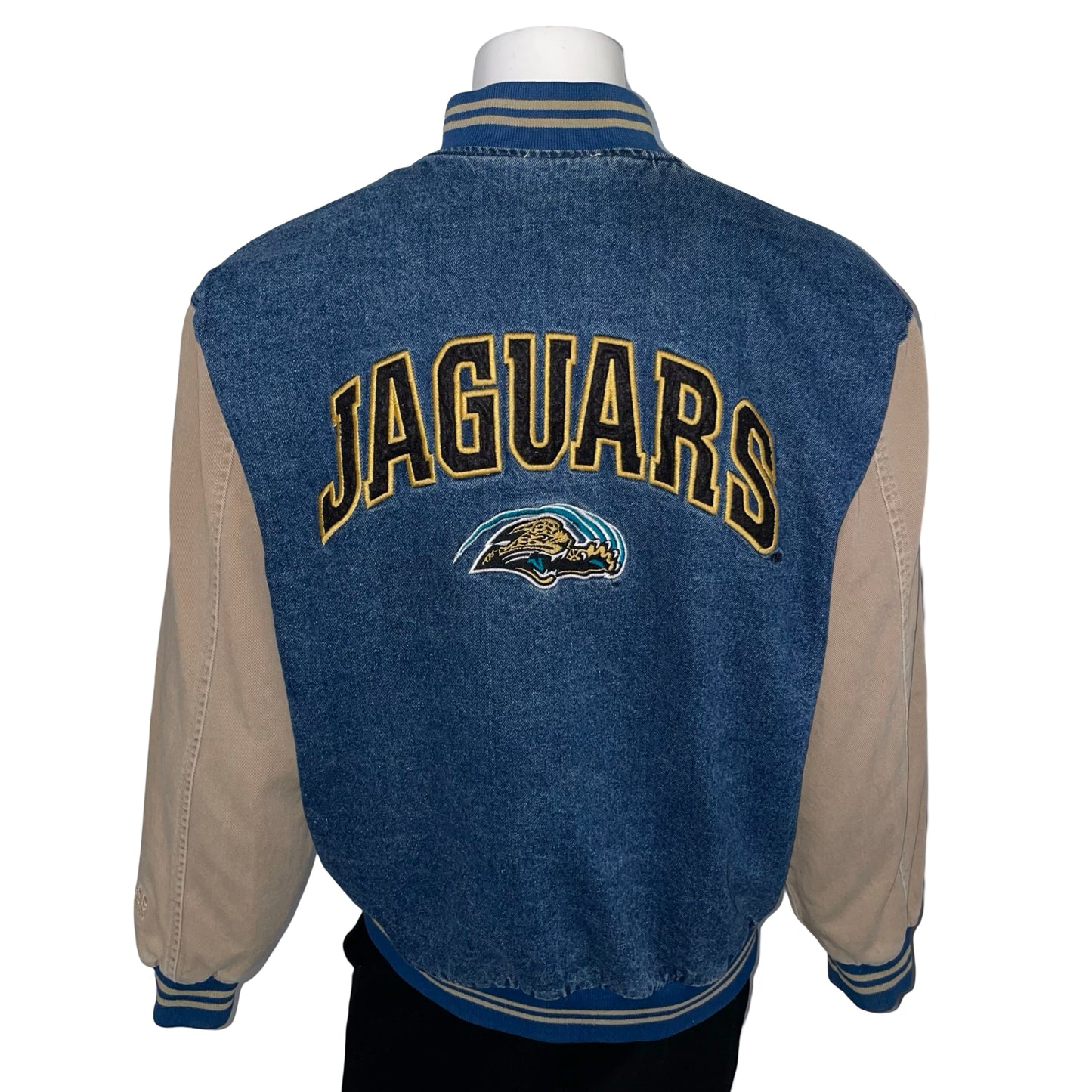 Vintage Jacksonville Jaguars denim bomber jacket size LARGE