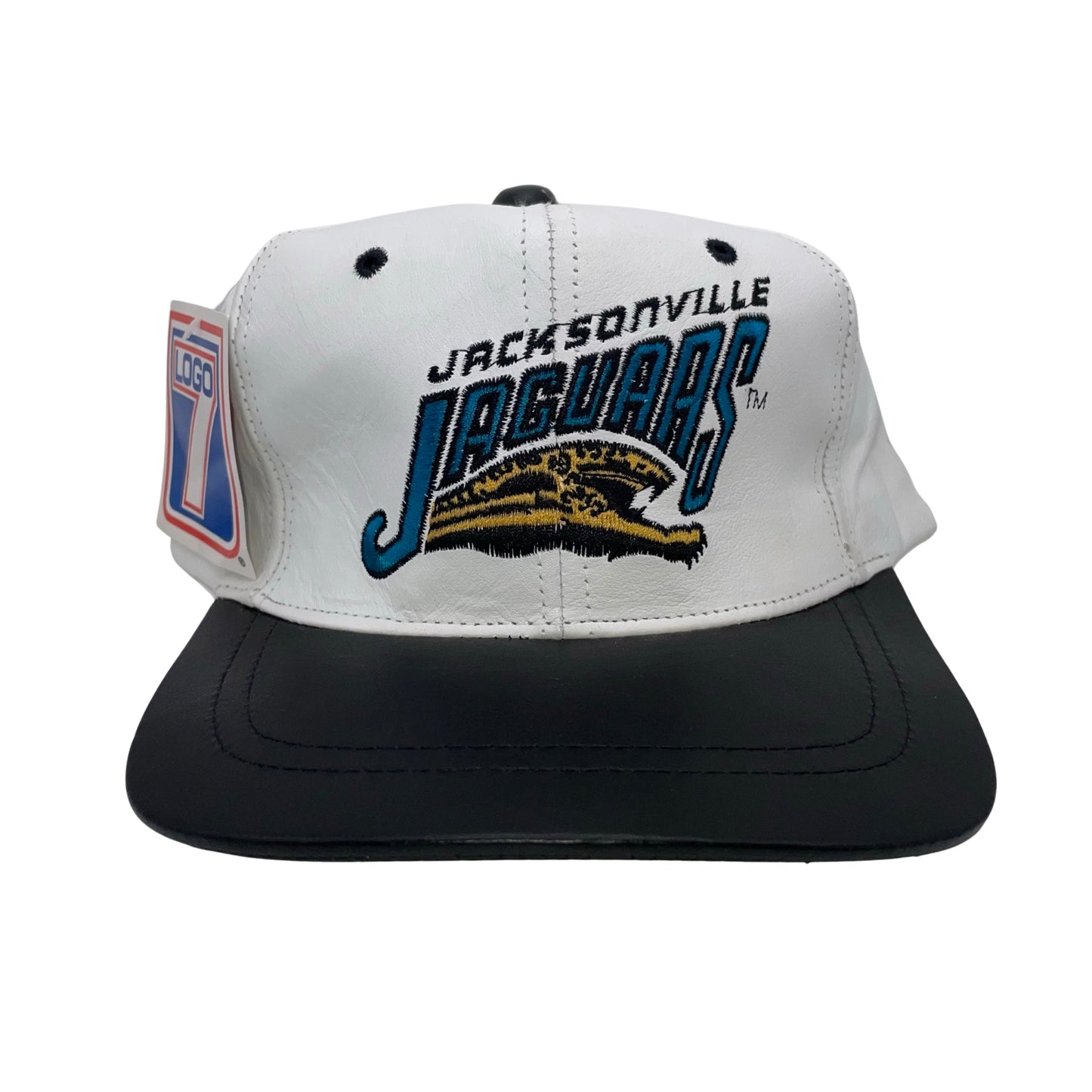Vintage Jacksonville Jaguars DEADSTOCK banned logo leather velcro hat