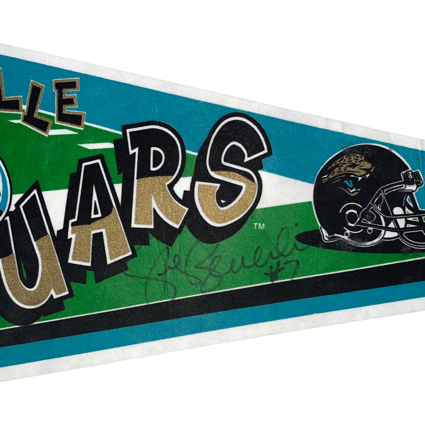 Vintage Jacksonville Jaguars Steve Beuerlein signed pennant