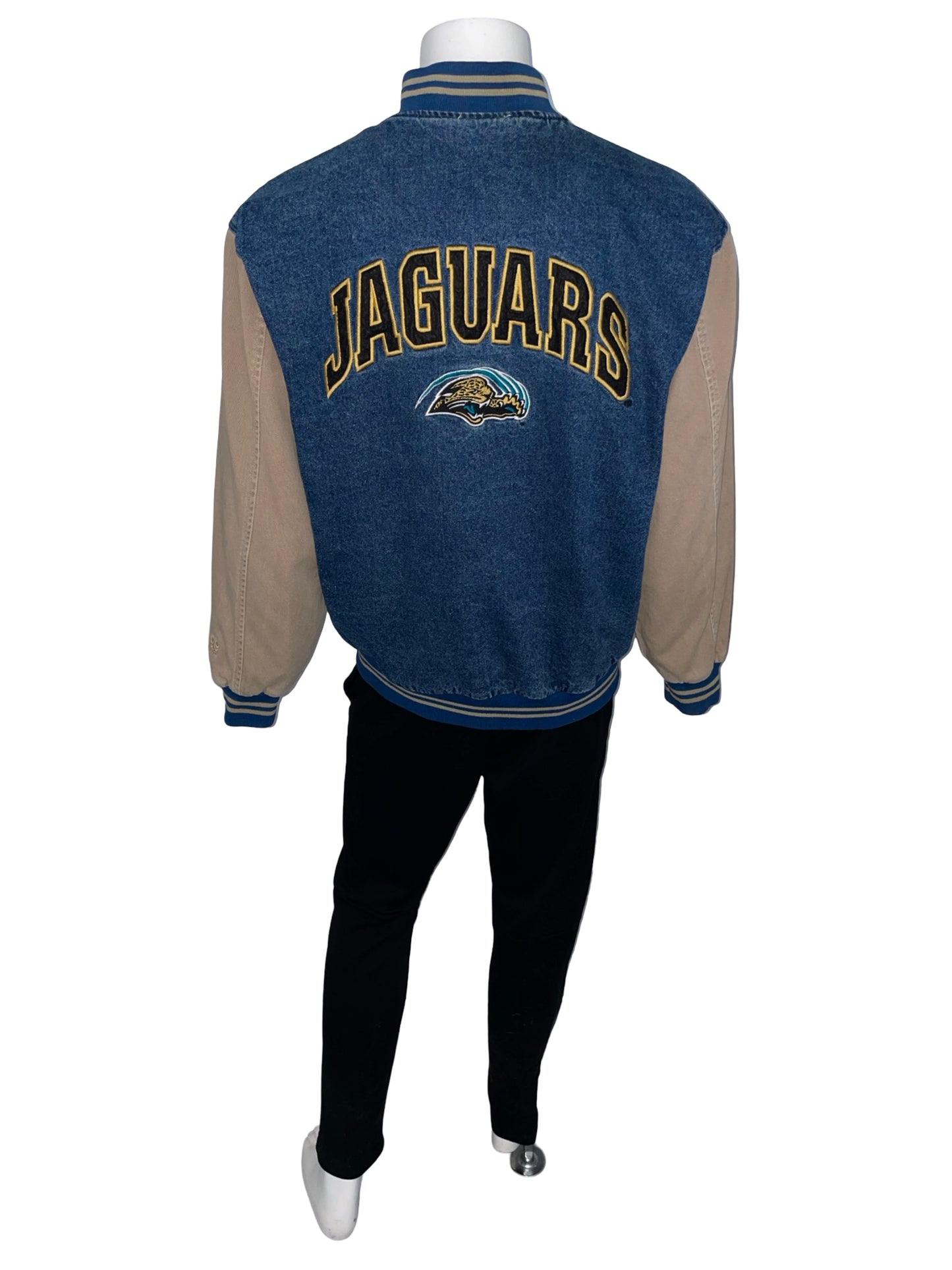 Vintage Jacksonville Jaguars denim bomber jacket size LARGE