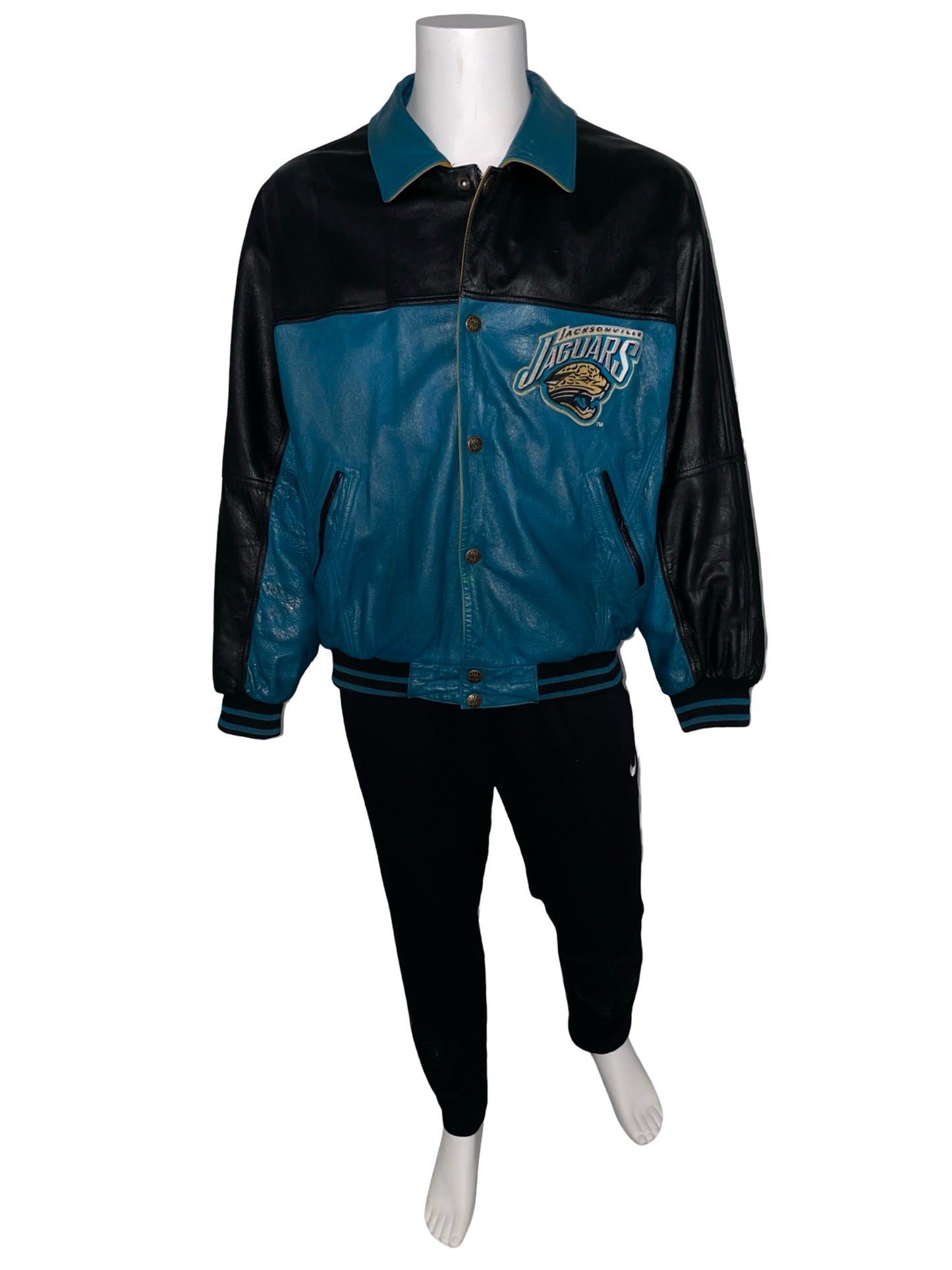 Vintage Jacksonville Jaguars MIRAGE genuine leather jacket size LARGE