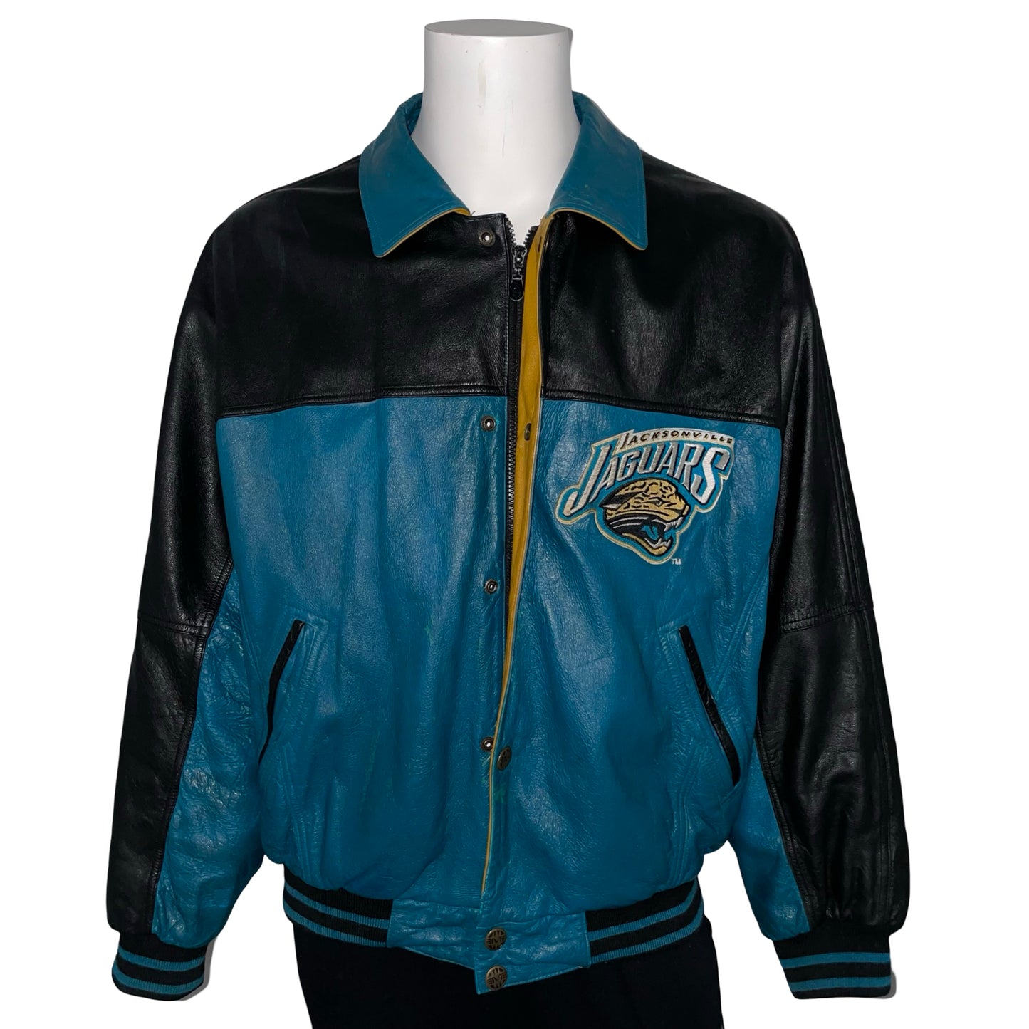 Vintage Jacksonville Jaguars MIRAGE genuine leather jacket size LARGE